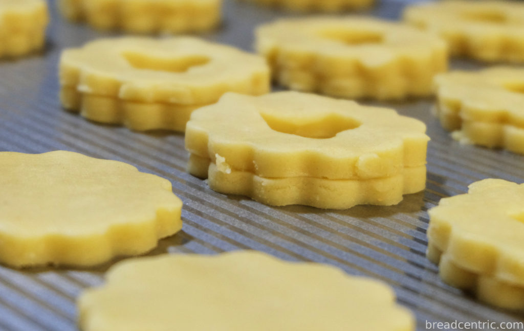 Cut biscuits on the tray