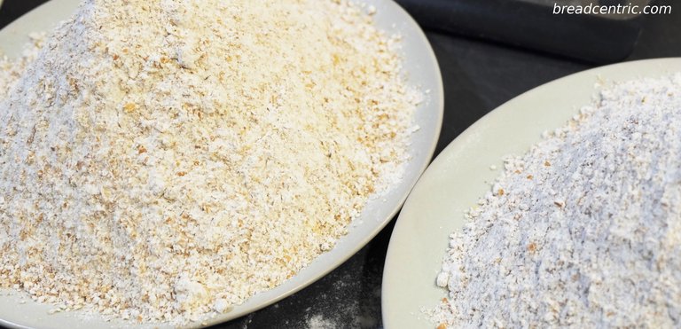 Wholemeal flours, Bacheldre left, Belbake (Lidl) right