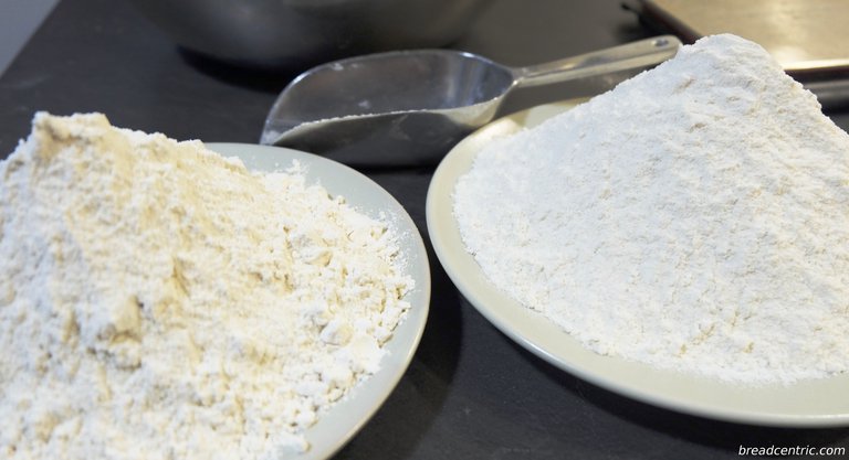 White flours, Bacheldre left, Belbake (Lidl) right